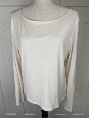 Talbots Silk Blouse XL Ivory Long Sleeve Minimalist Lightweight Luxury Top